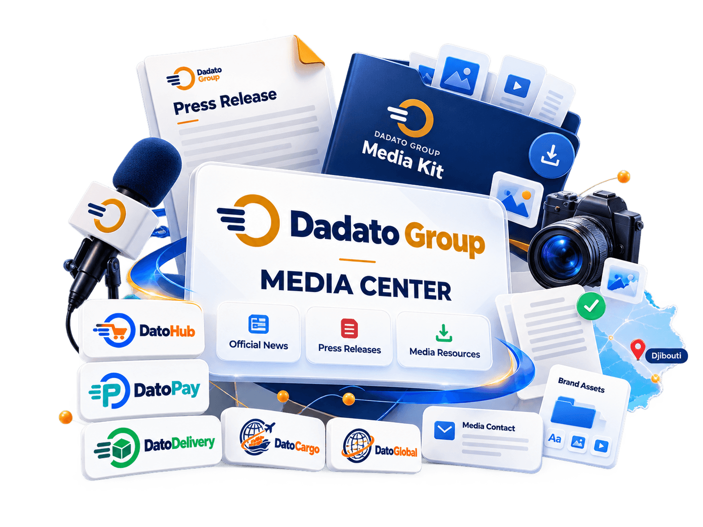 A visual representation of DADATO Group's news and media presence across its commerce platforms
